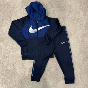 Nike Toddler Boys 2Pc Jogger Set Therma-Fit Blue Hoodie Outfit Set 4T